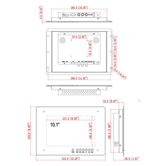 IMHD-10FLUSH2A: 10" Flush Case Monitor