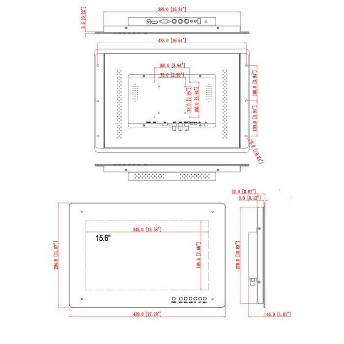 IMHD-15FLUSH2A: 15" Flush Case Monitor