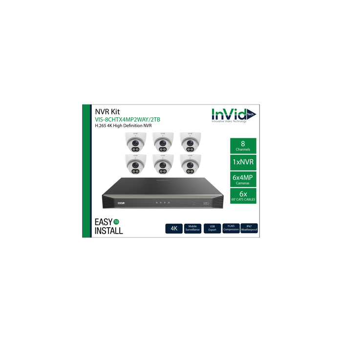 VIS-8CHTX4MP2WAY/2TB: 8 Channel NVR with 2 TB +(6) 4-Megapixel Turret ...