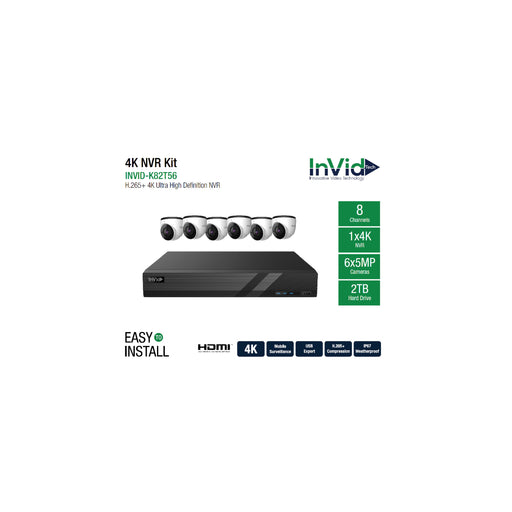 8 Channel NVR with 6 Camera Kit, Model INVID-K82T56, InVidTech. 