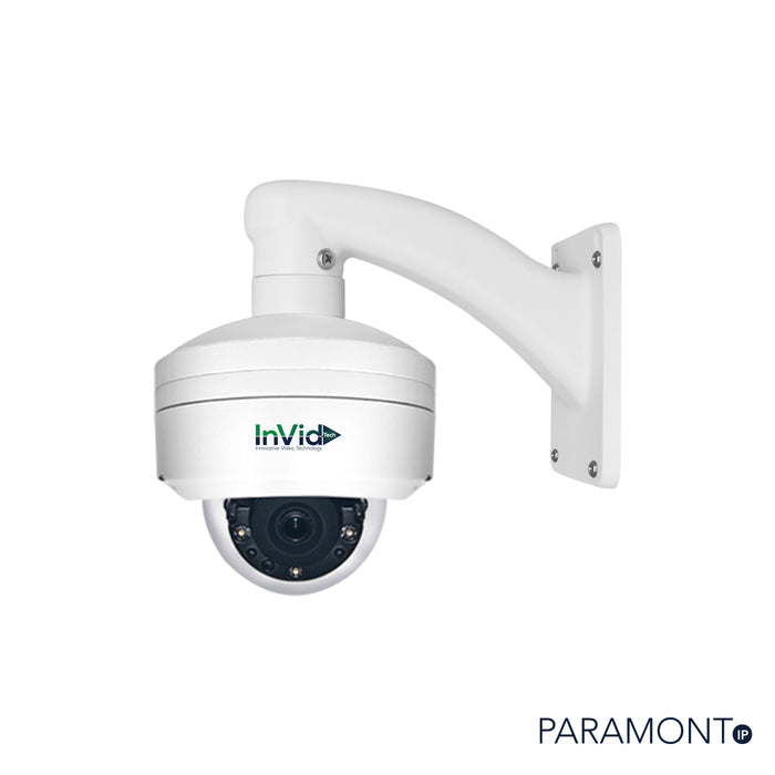 White Wall Mount, Model IPM-WALLFIXDOME, With InVidTech Dome Camera, Paramont Series. 