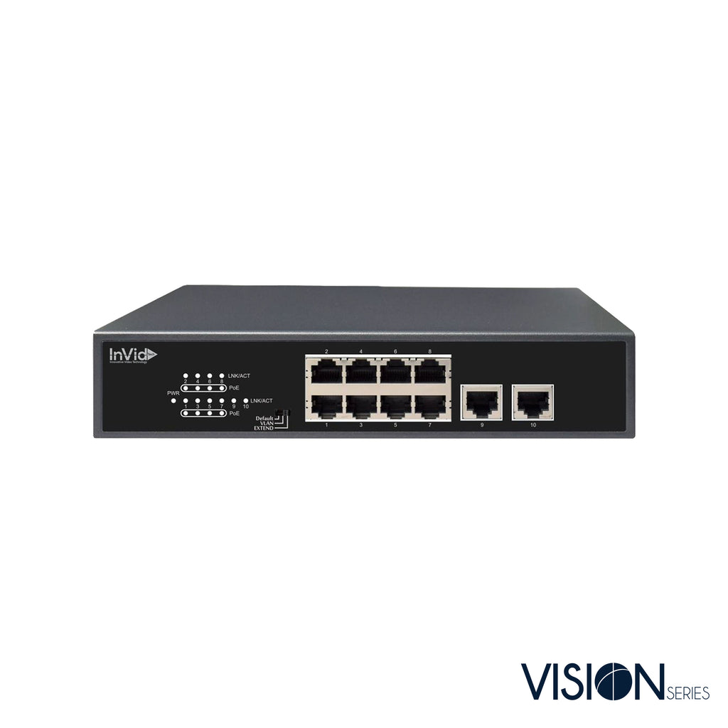 VIS-LRPOE8-2A: 8-Port PoE Switch with 2 Uplink Ports — Invidtech